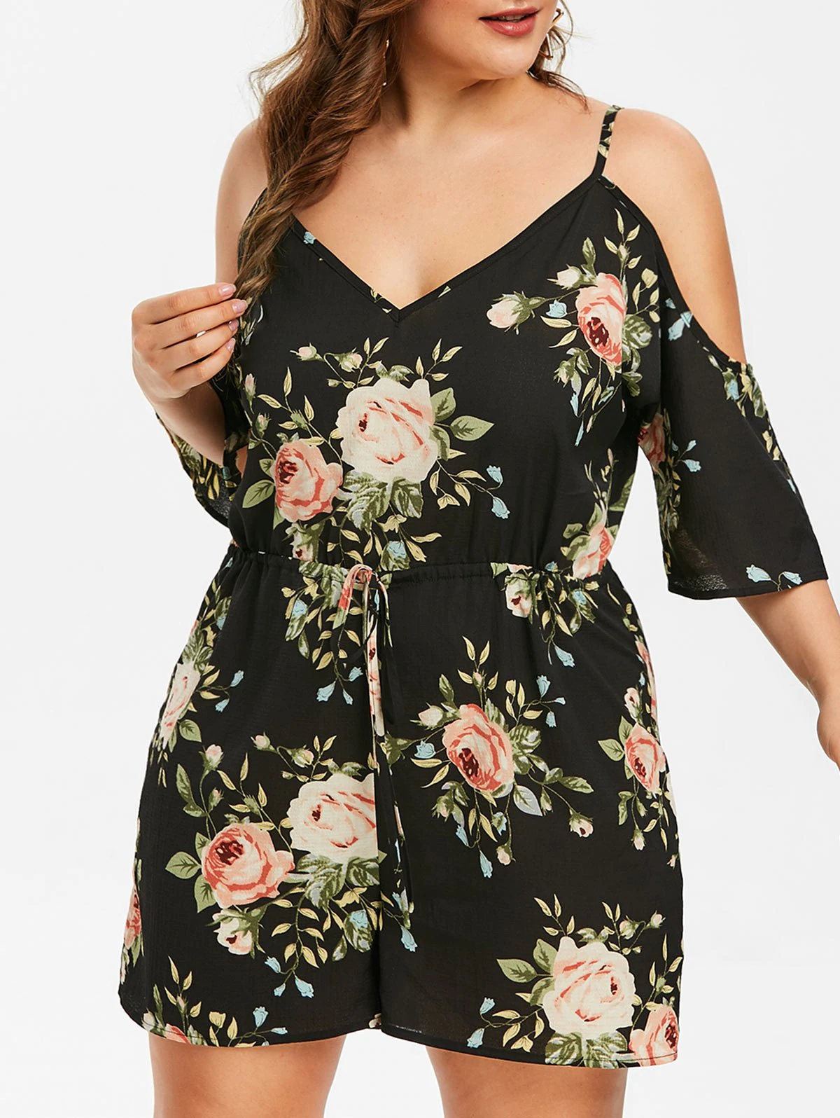 Plus Size Flower Cami Romper